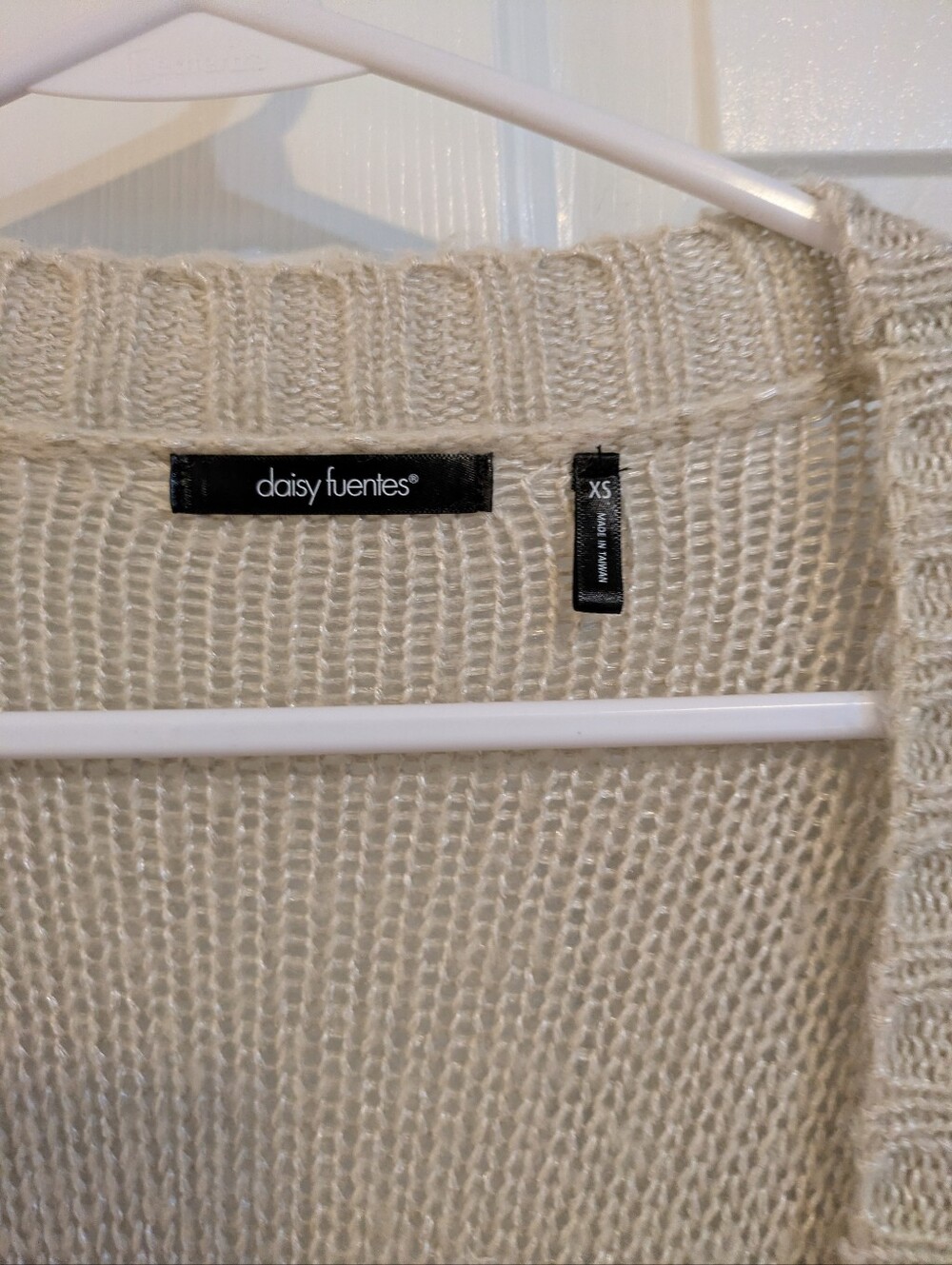 Daisy Fuentes Cream Cable-Knit Open Front Cardigan - Picture 3 of 3